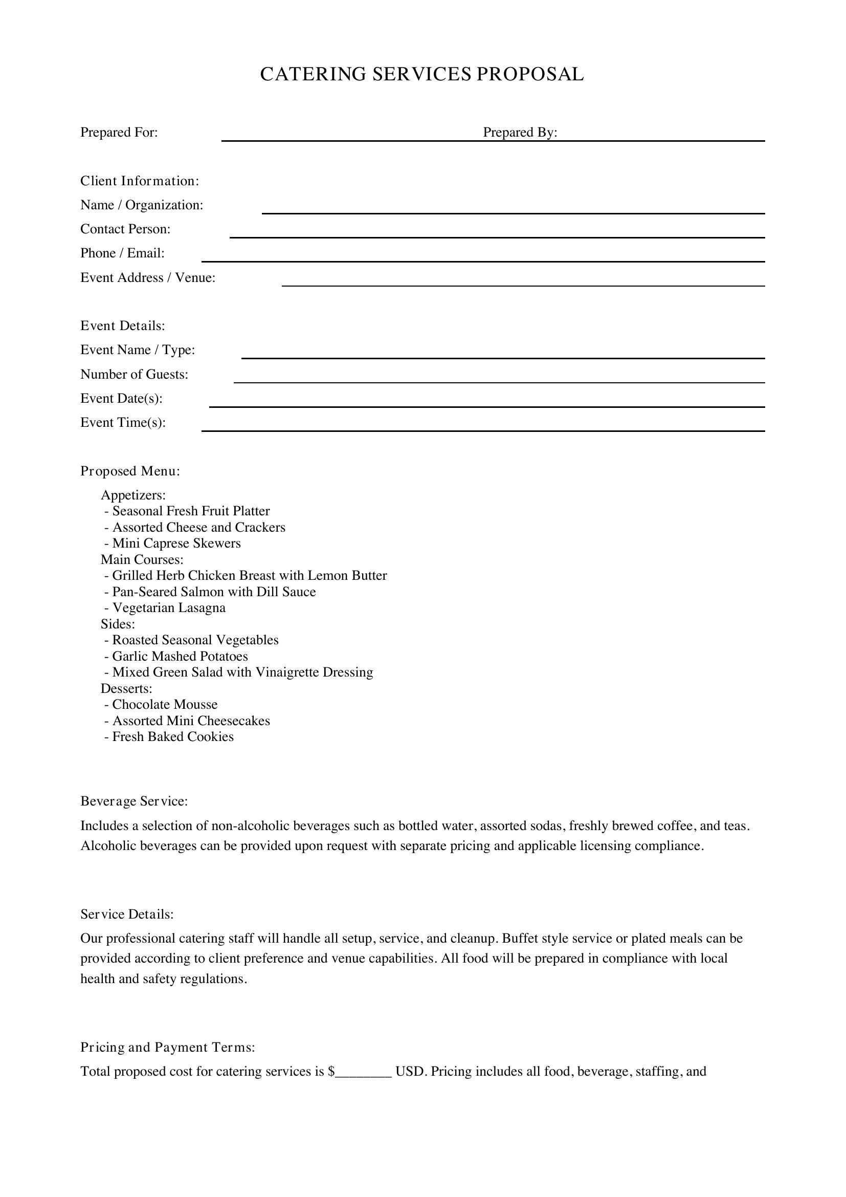 Catering Proposal Template