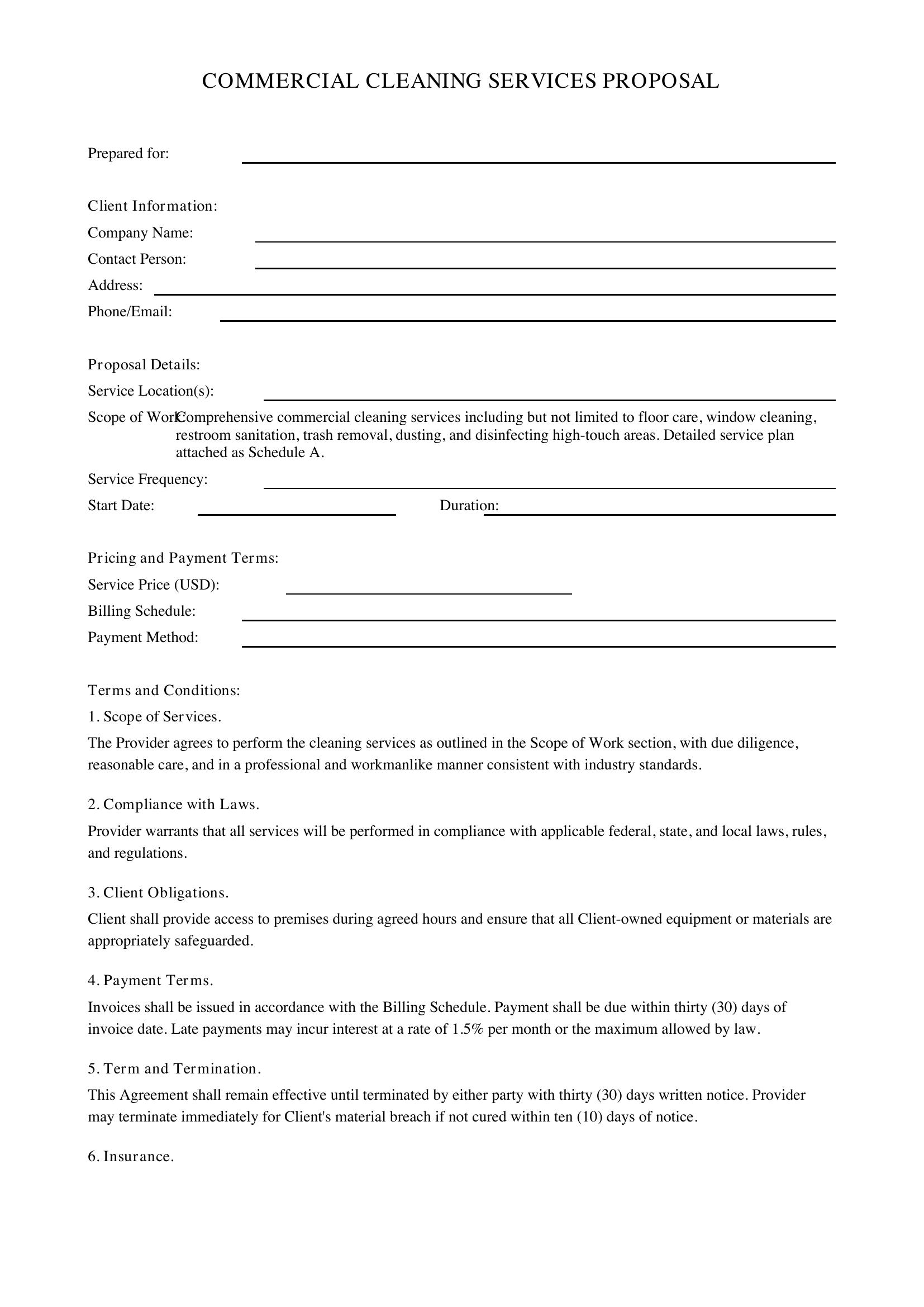 Commercial Cleaning Proposal Template