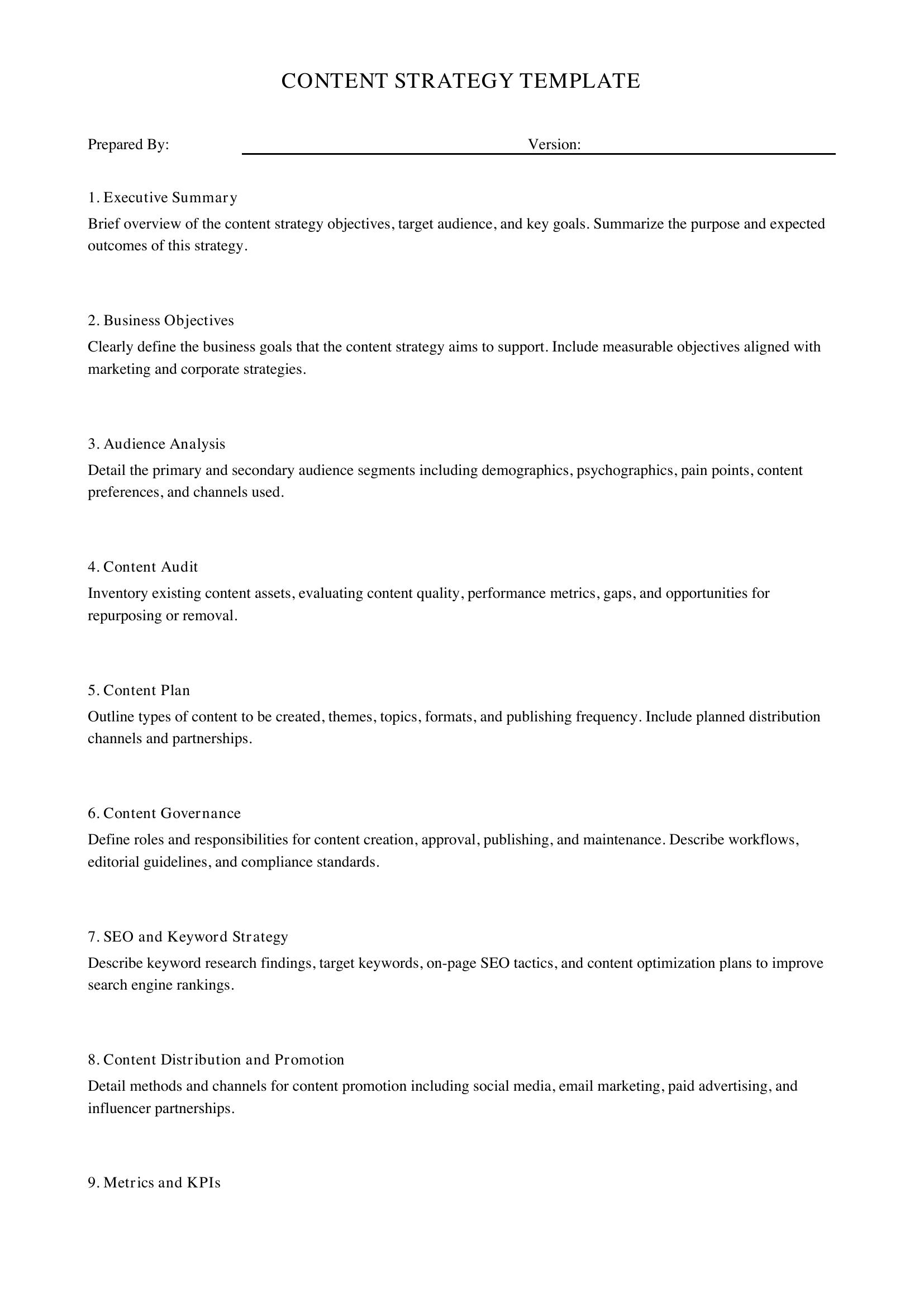 Content Strategy Template Ppt