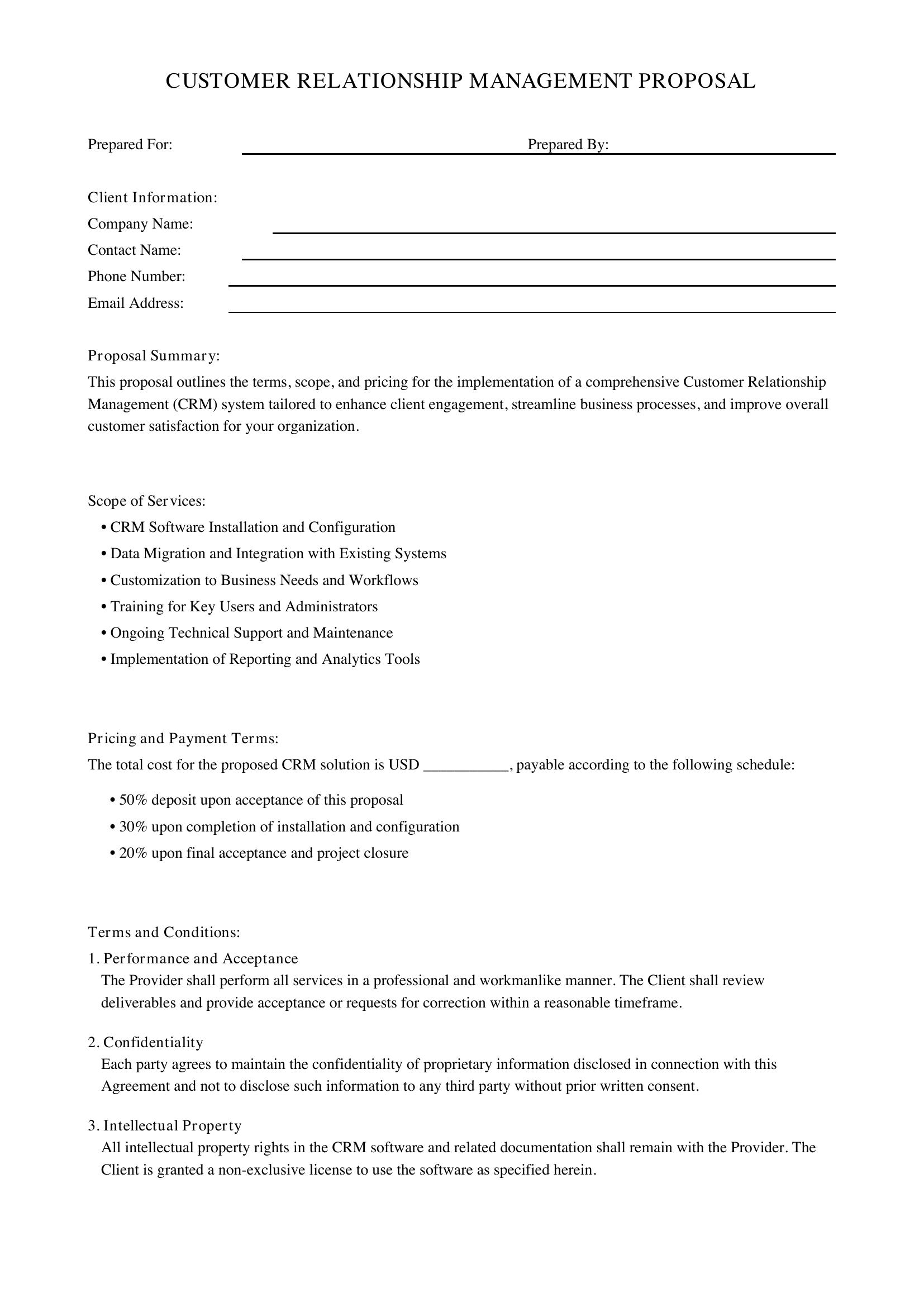 Crm Proposal Template