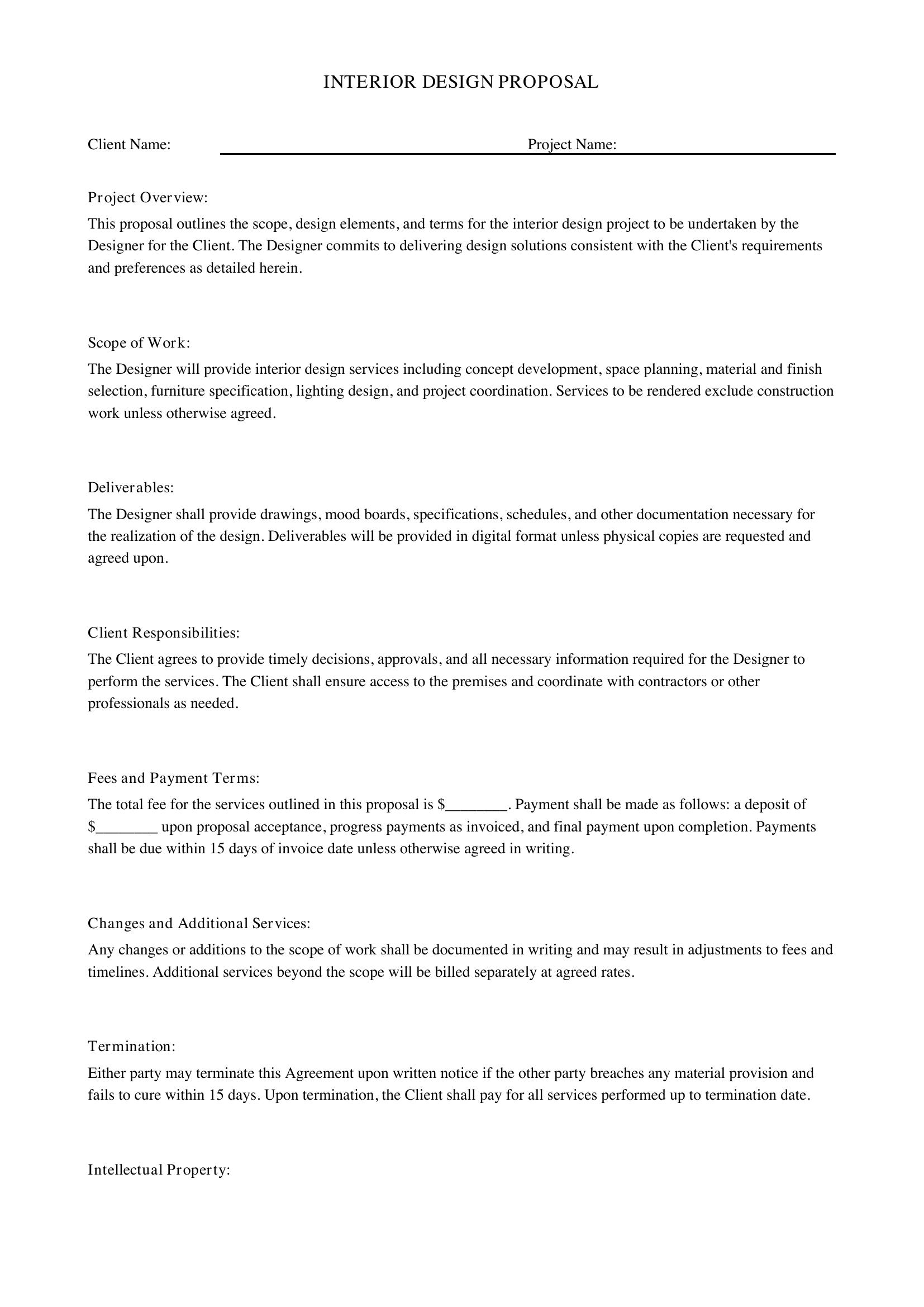 Interior Design Proposal Template