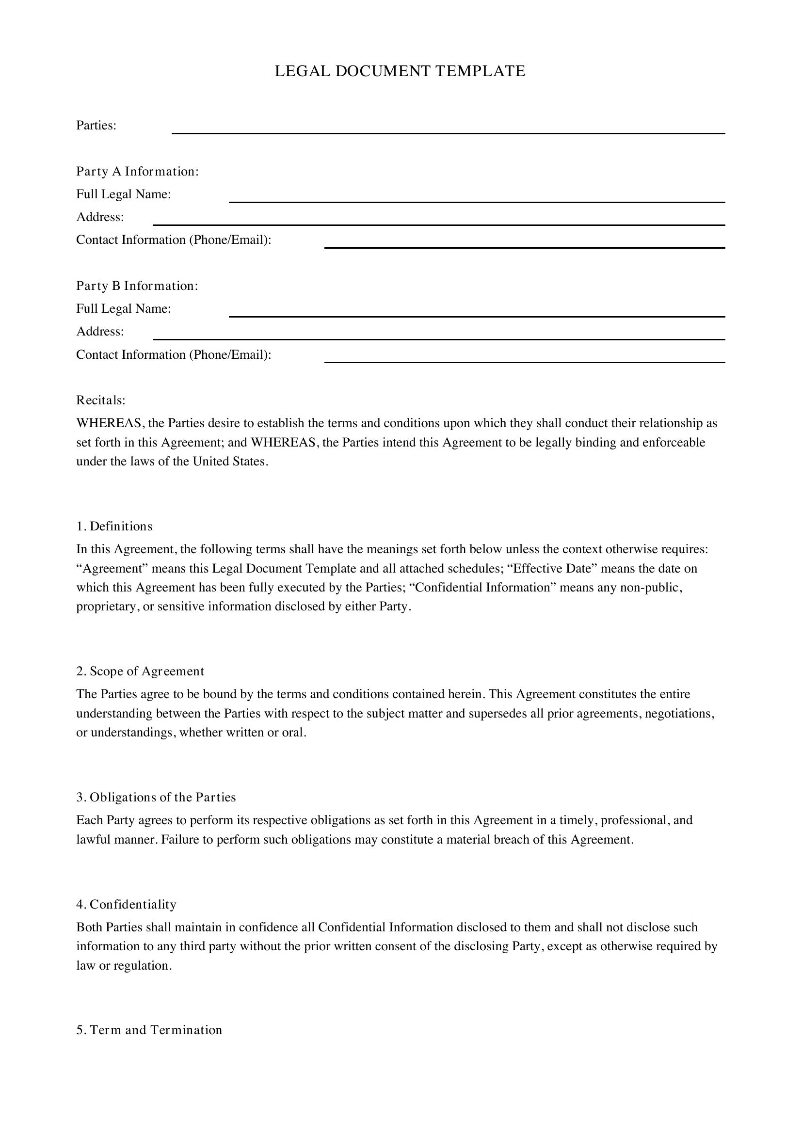 Legal Document Template
