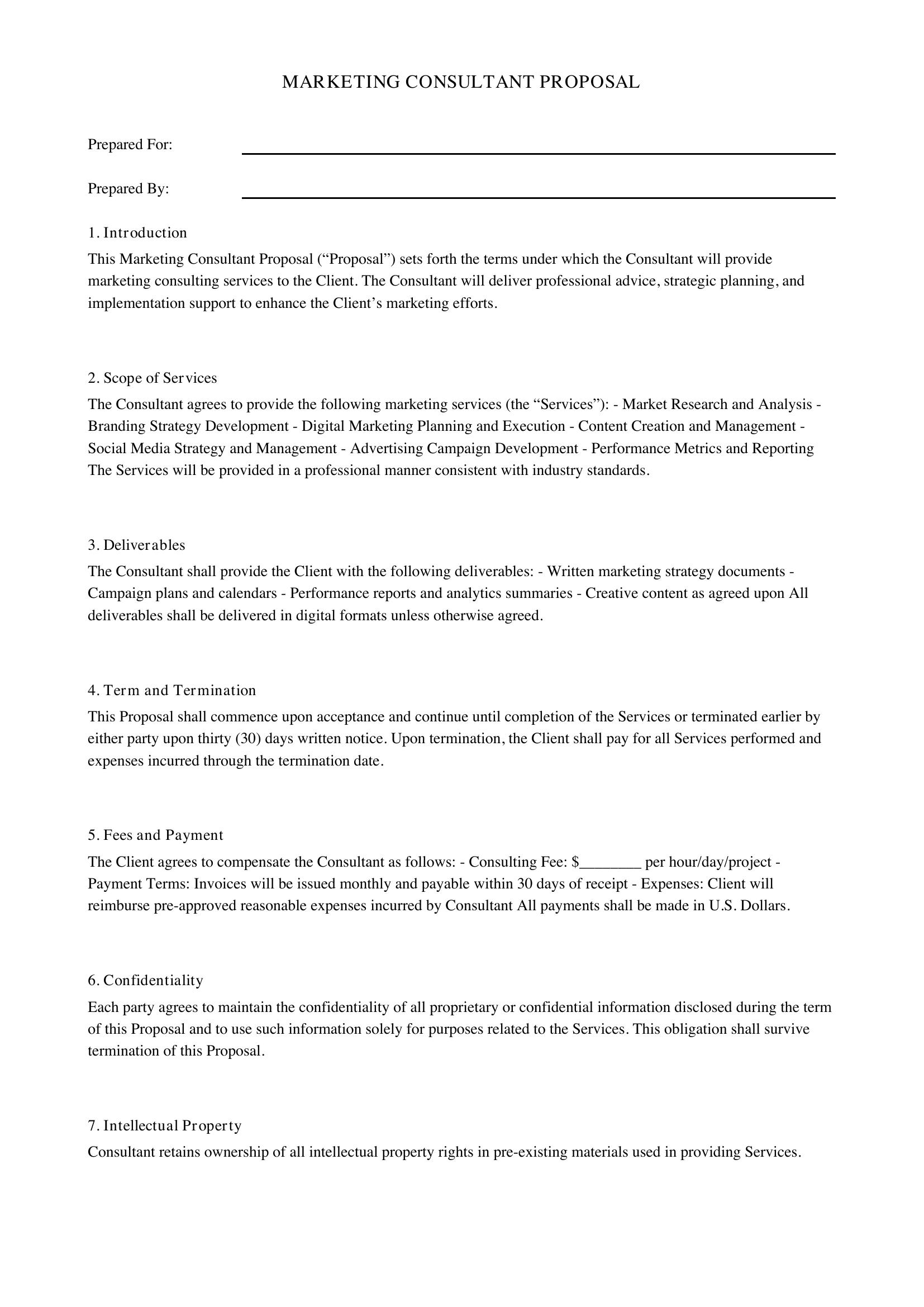 Marketing Consultant Proposal Template