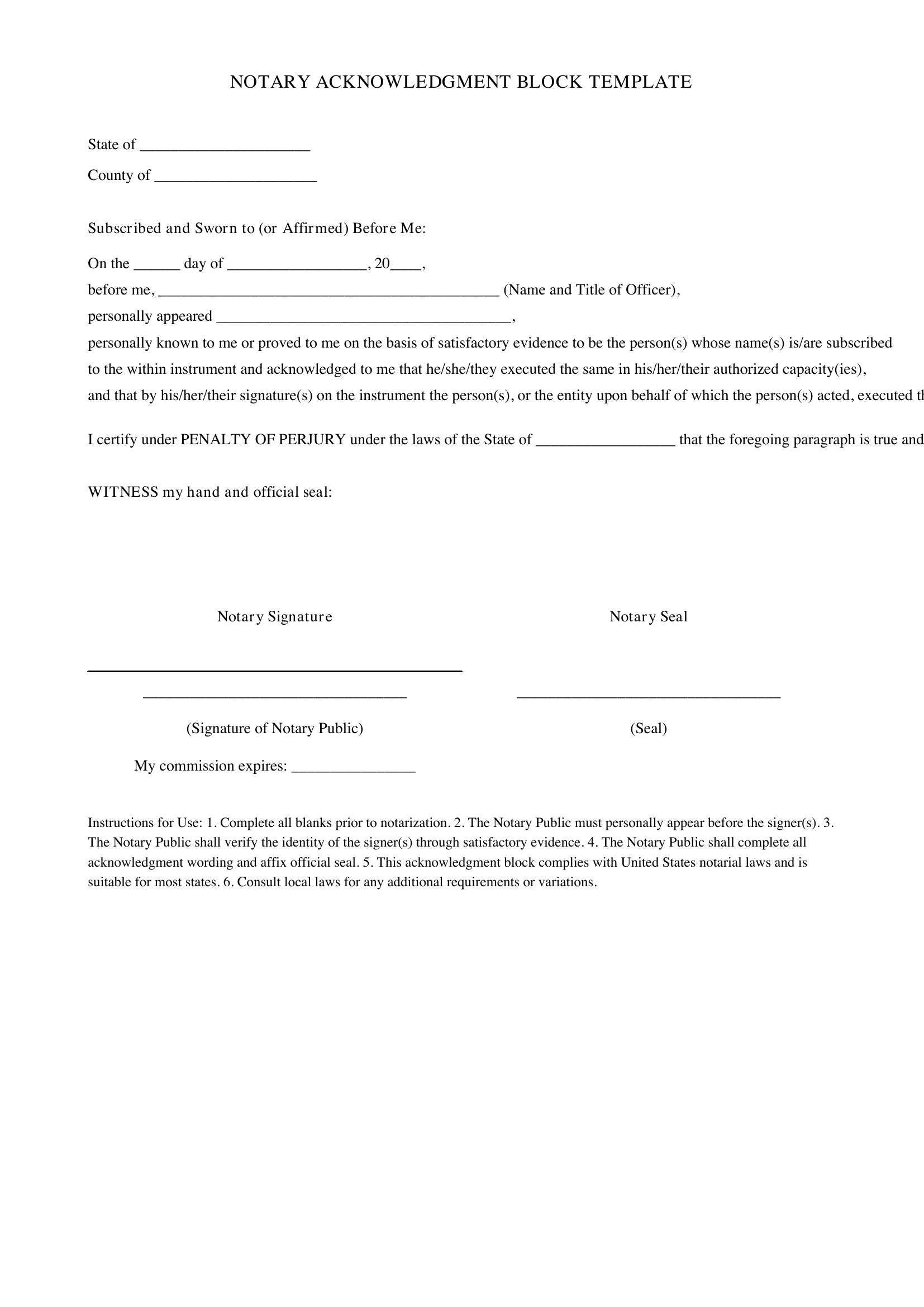 Notary Block Template
