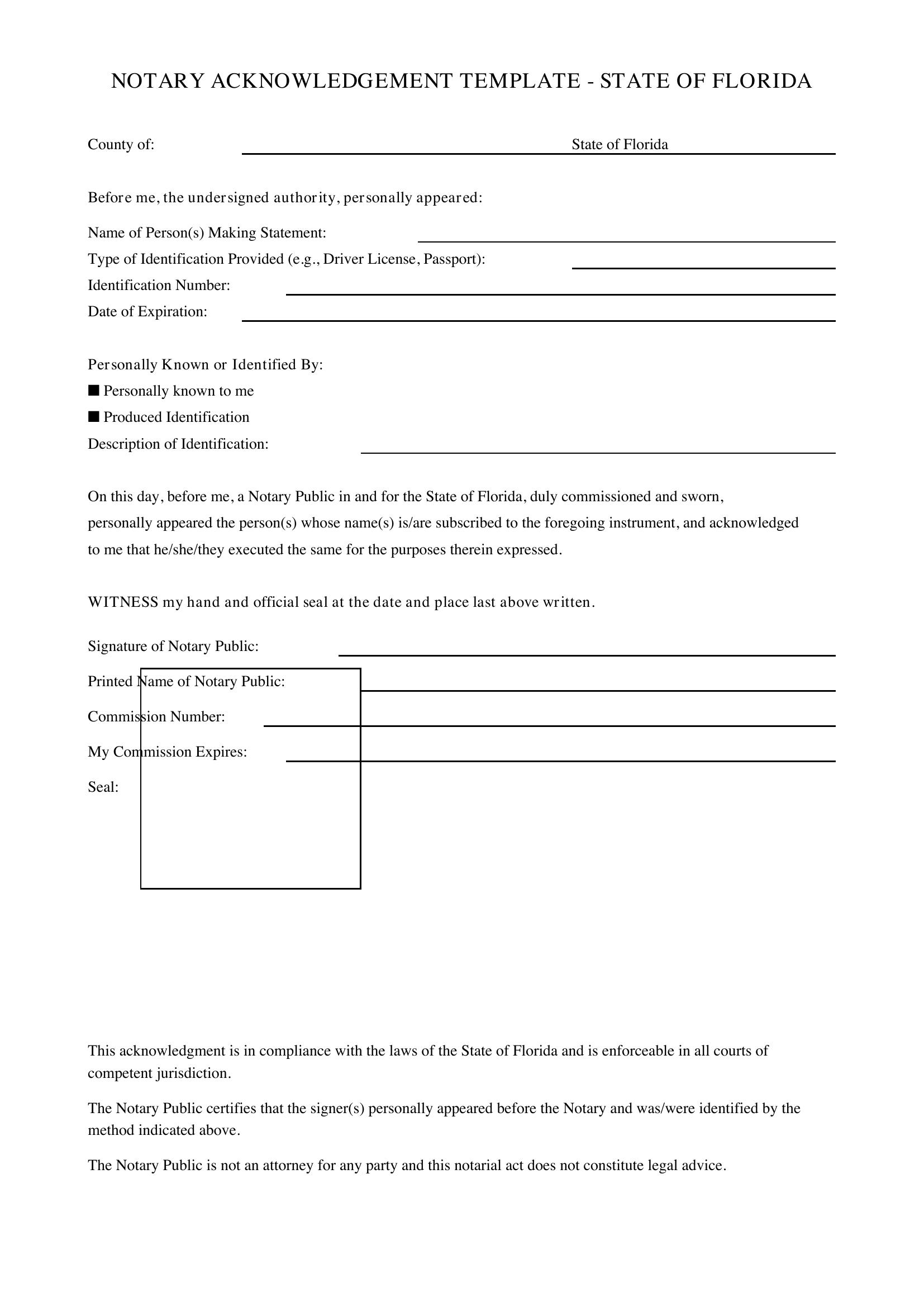 Notary Template Florida