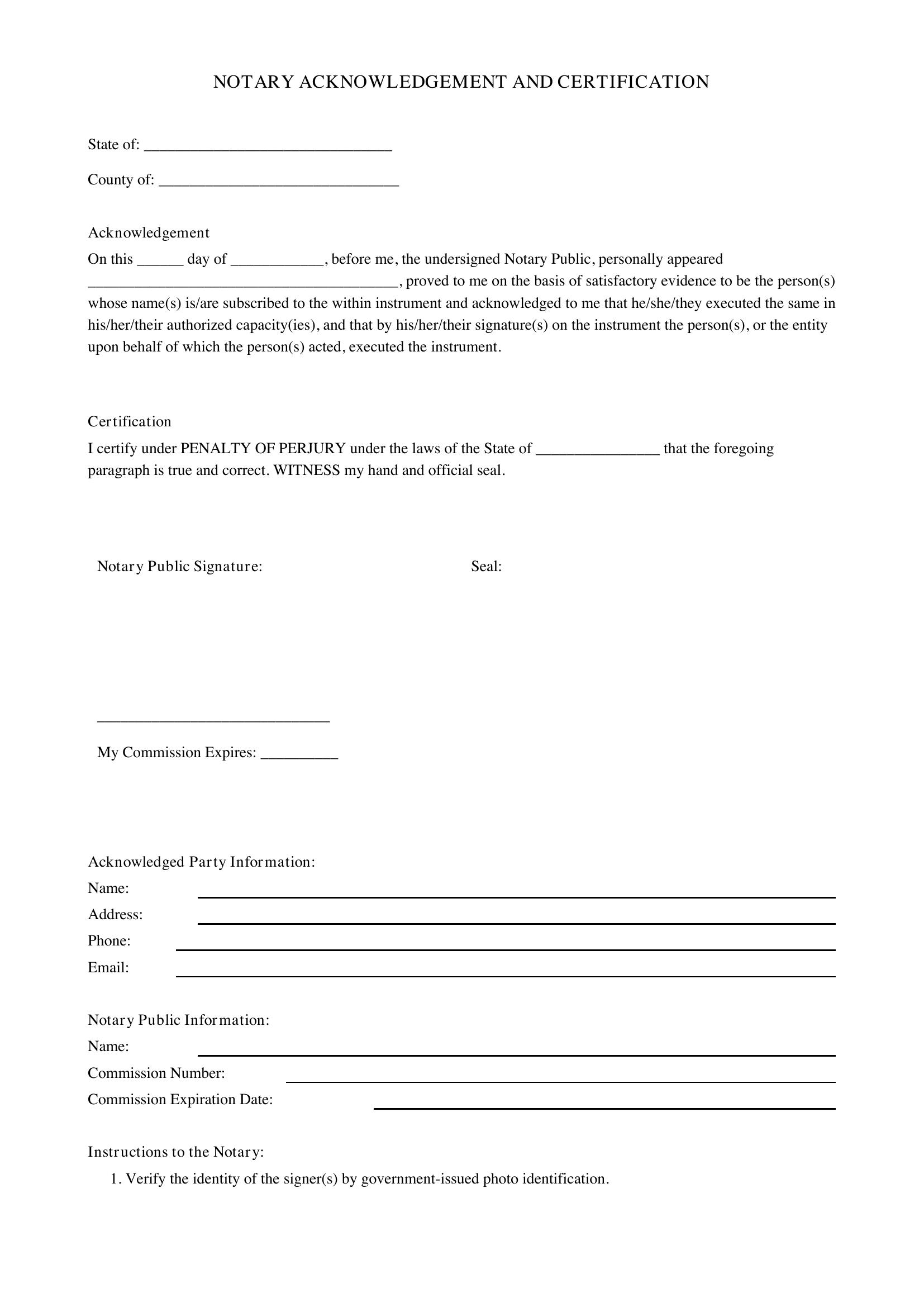 Notary Template For