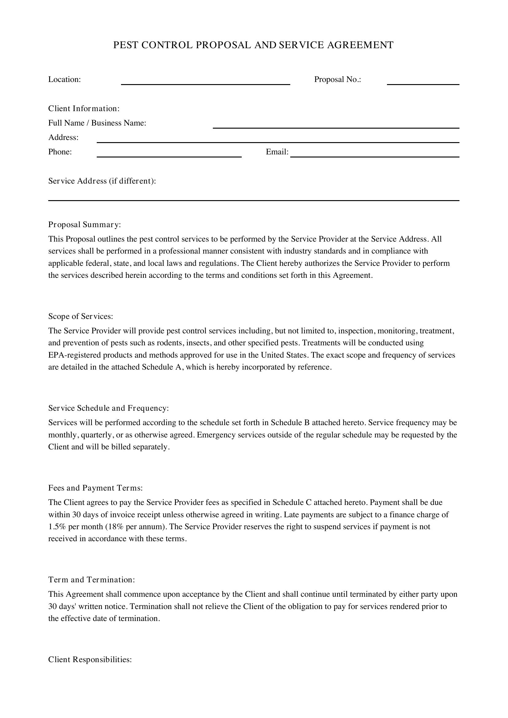 Pest Control Proposal Template