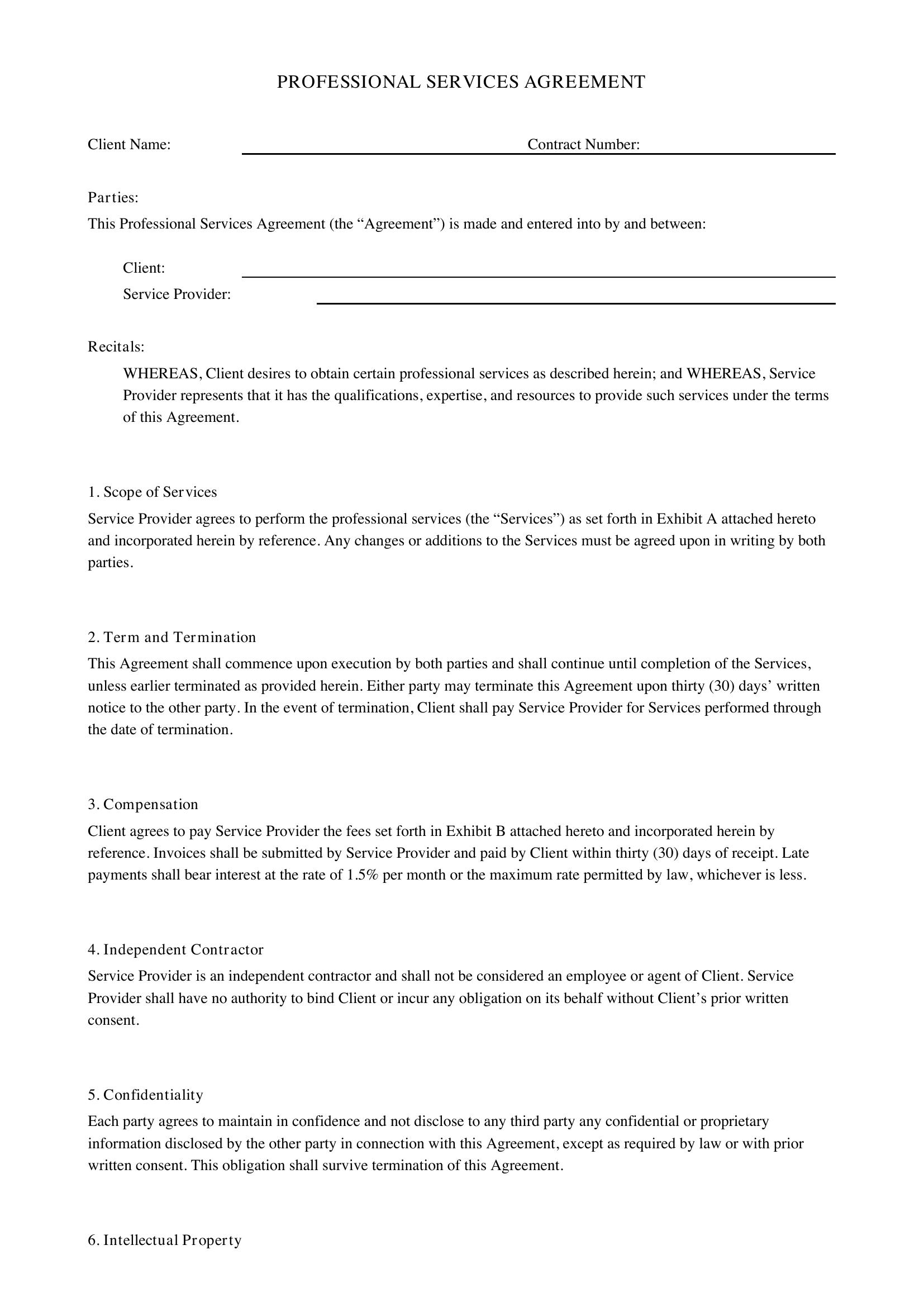 Professional Services Contract Template