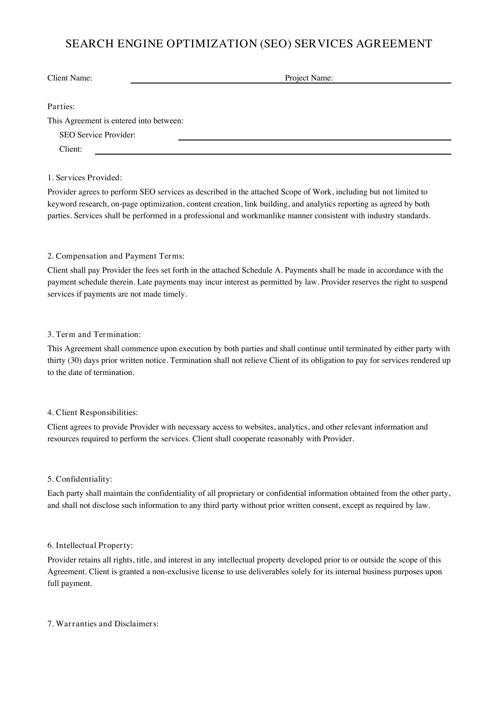 Seo Contract Template