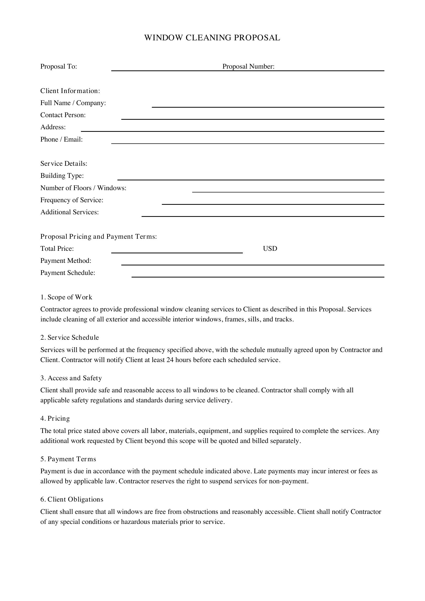 Window Cleaning Proposal Template